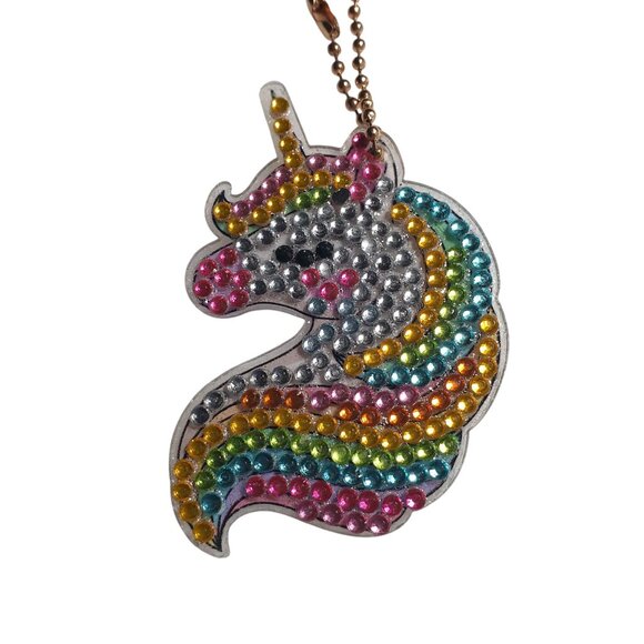 Unicorn Bling Keychain Bookbag Luggage Charm Sparkly Acrylic Rhinestone Gift - Picture 3 of 5